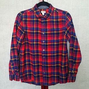 Cat & Jack Red/blue/yellow plaid long-sleeved button down shirt. Kid's size XL.